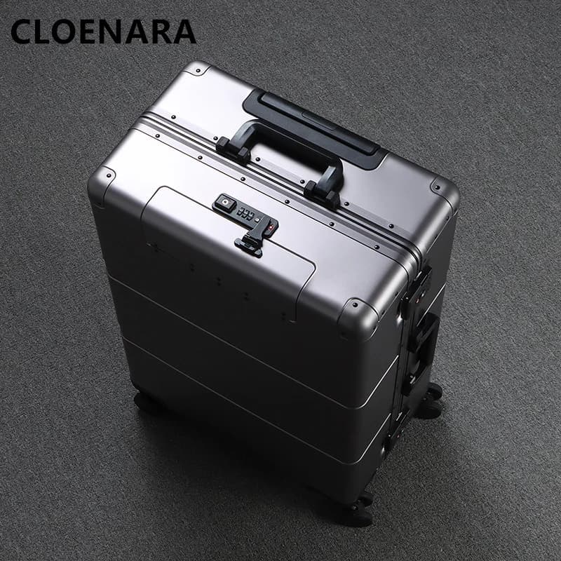 COLENARA Valigia Nuovo Totale In Lega di Alluminio e Magnesio 20''24''28" Pollici Trolley da Affari Borse Codice Imbarco Scatola Bagagli Rotolanti