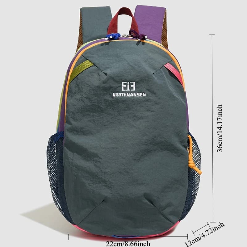 Outdoor Hiking Bag Color Block Dopamine Style Women Men Lightweight Nylon Portable Camping Travel Sports Casual Study Tour Pack