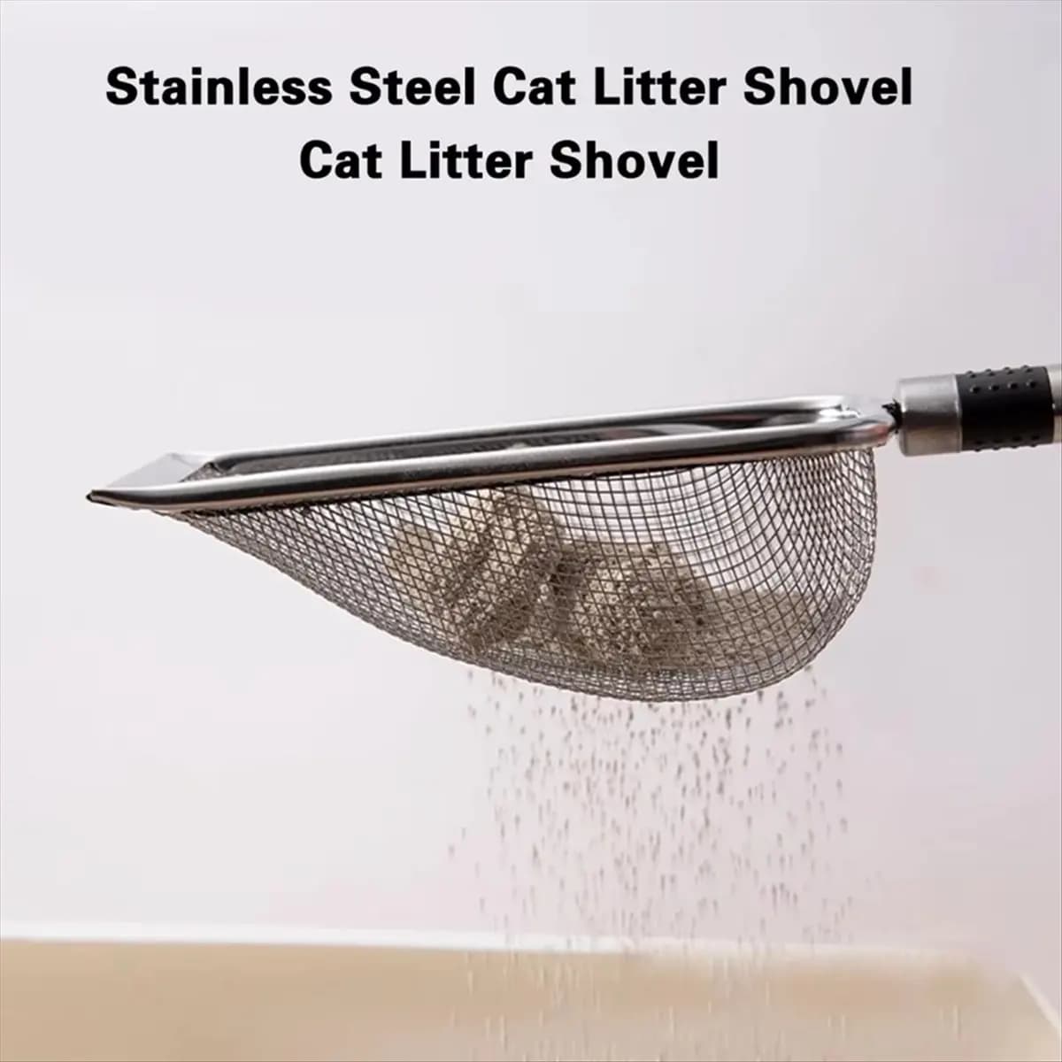 2026 Trend Pet Cleaning Tools Metal Cat Litter Scoop Stainless Steel Sturdy Handle Pet Poop Scoop