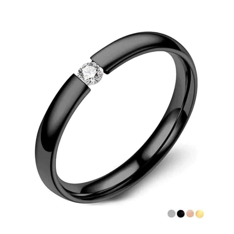 3 mm stainless steel luxury ring for woman inlaid zirconi engagement ring for wedding gift Valentine's Day ring stackable female