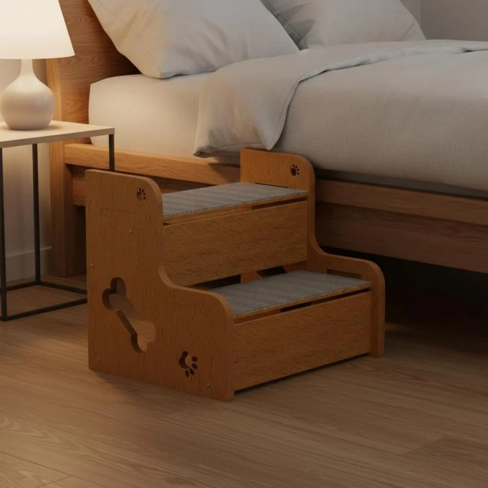 Scala per Cani da Letto, Costruzione Robusta, Scala Antiscivolo per Animali Domestici, Scala per Cani in Legno Durevole per Cani di Piccola Taglia