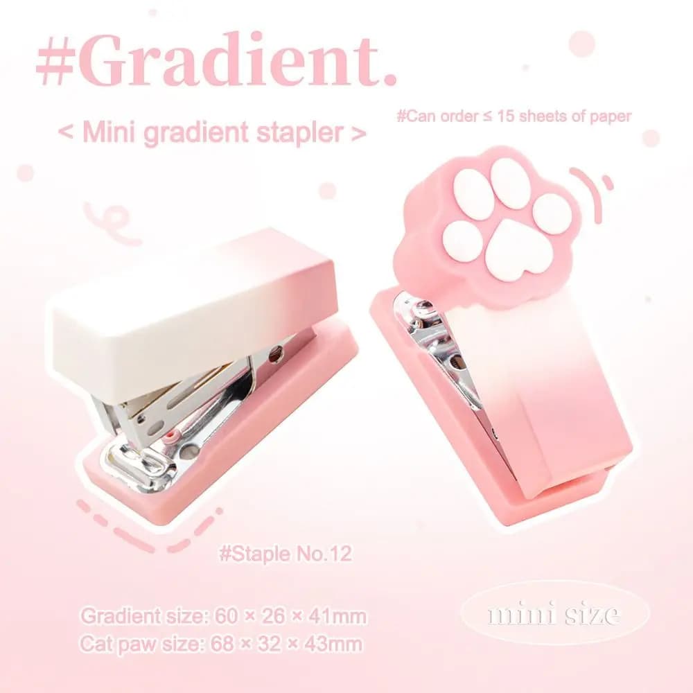 Mini cucitrice portatile con artiglio di gatto sfumato con graffette Raccoglitore di carta multifunzionale Raccoglitore Regali per il ritorno a scuola