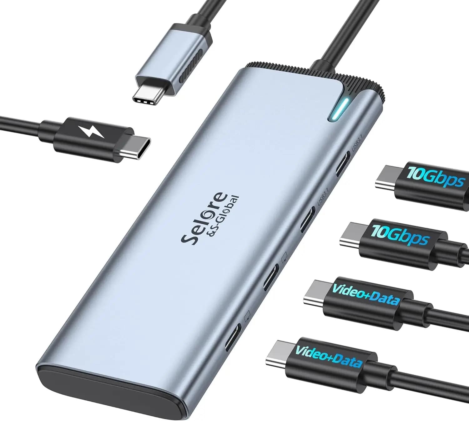 USB C Hub with dual 4K/60Hz monitor output, 10 Gbps data transfer, 100 W PD charging for laptop