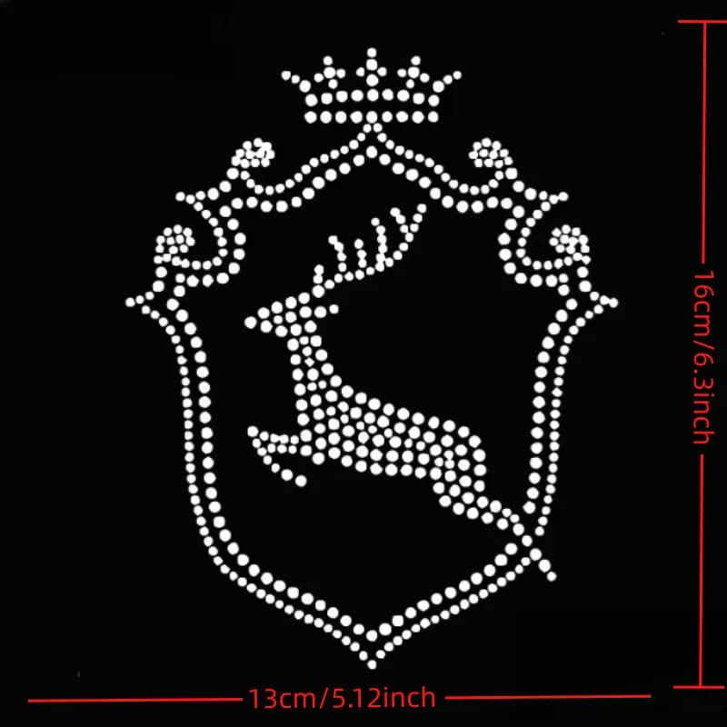 2 pz/lotto Applicazione Termoadesiva con Strass a Forma di Cervo Natalizio, Motivo Decorativo per Cappelli e Borse