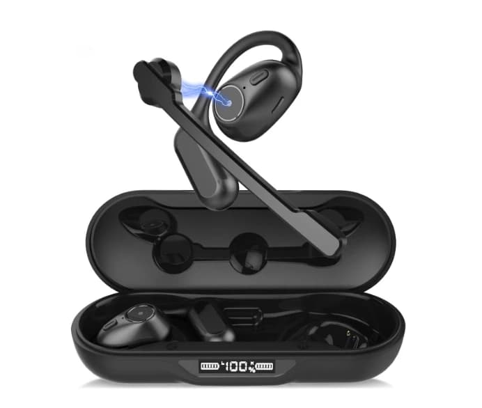 Cuffie auricolari aperte con microfono staccabile con asta di cancellazione del rumore Cuffie wireless con muto per call center da ufficio per camionisti