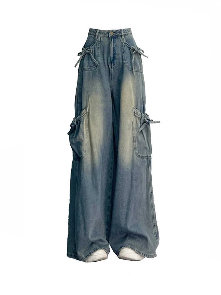 Jeans cargo Y2k blu da donna Pantaloni in denim larghi vintage Harajuku Pantaloni jeans oversize stile giapponese anni 2000 Trashy Clothes 2025