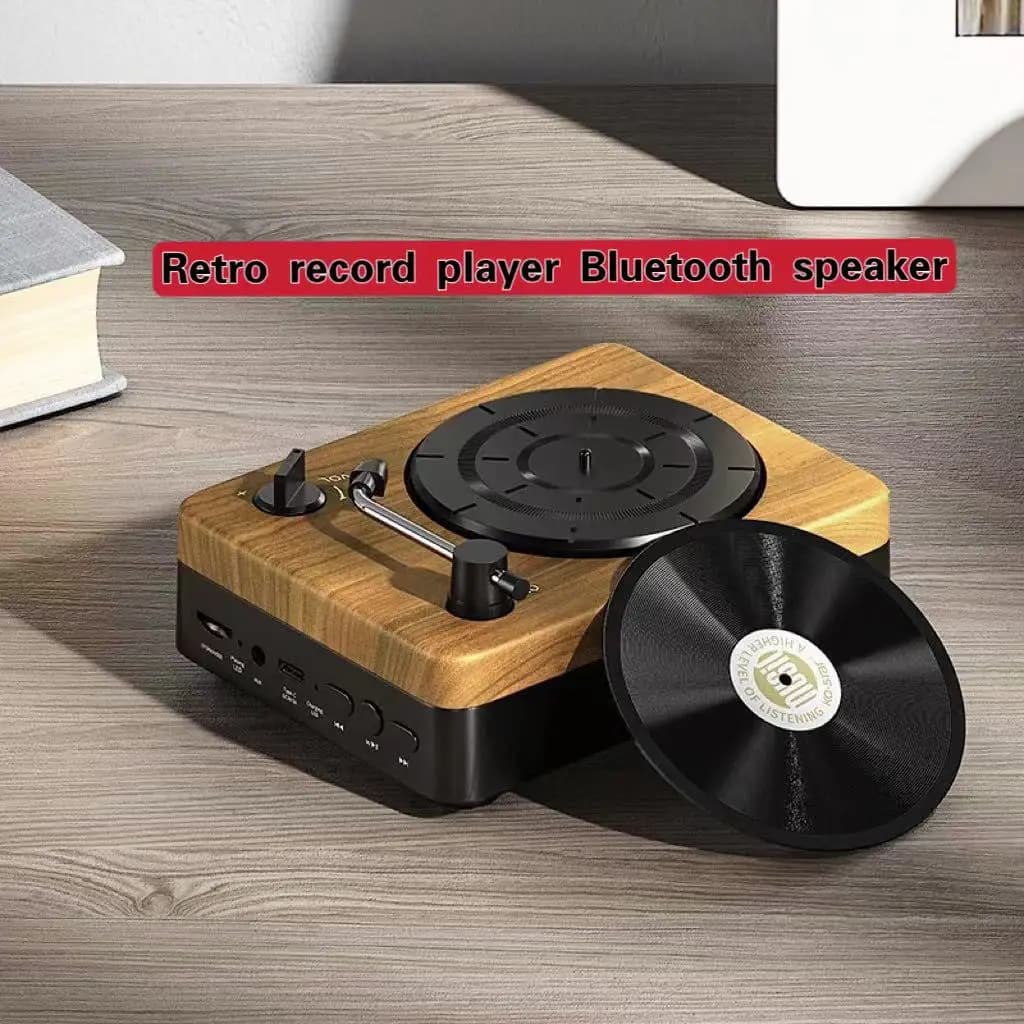 Retro Wood Grain Radio Portable FM Radio Classic Disc Player Design Bluetooth Speaker Handsfree Call Music Player Support TF AUX