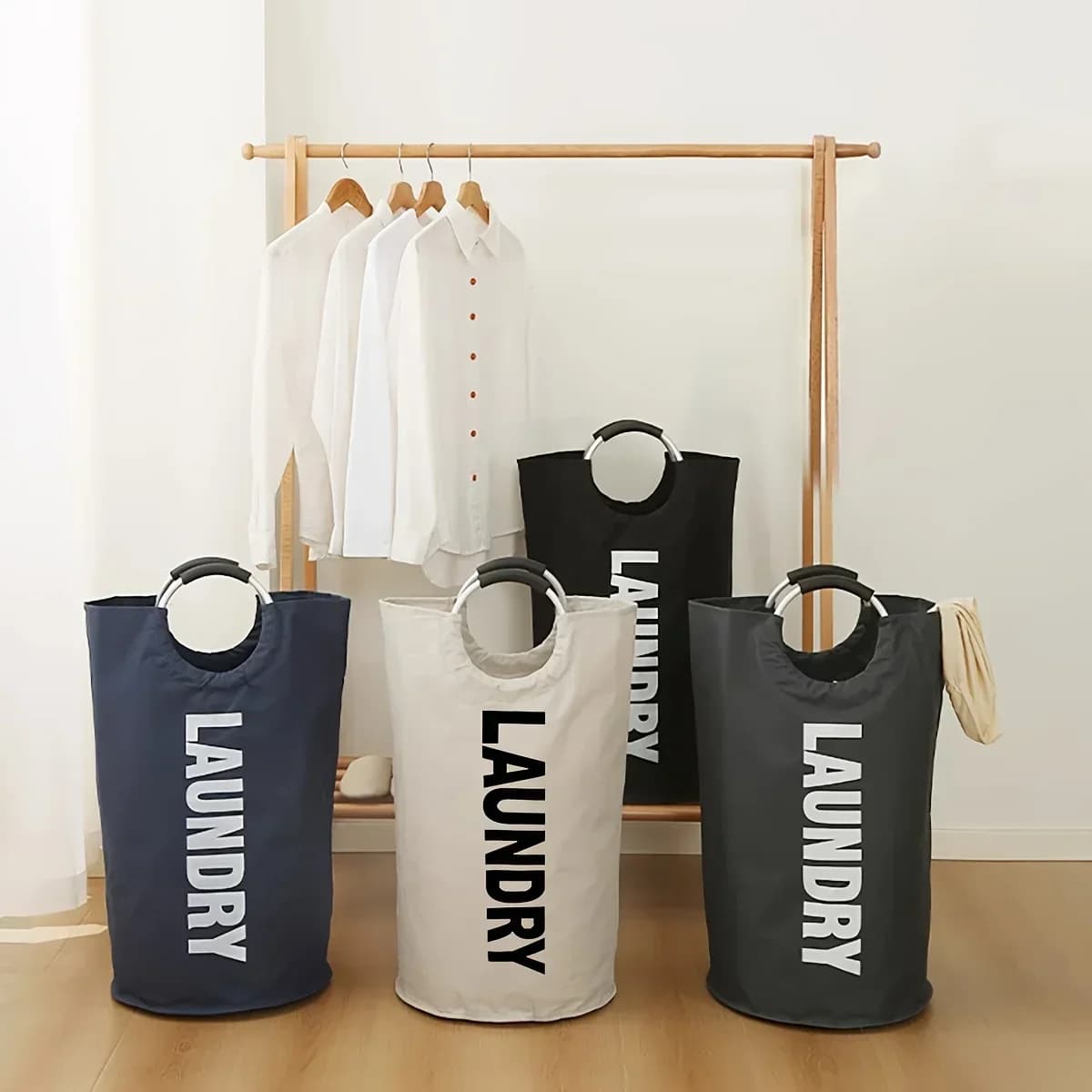 Large Laundry Basket Oxford Fabric Clothes Storage Bag Collapsible Dirty Clothes Storage Basket for Laundry Room Balcony Dorm