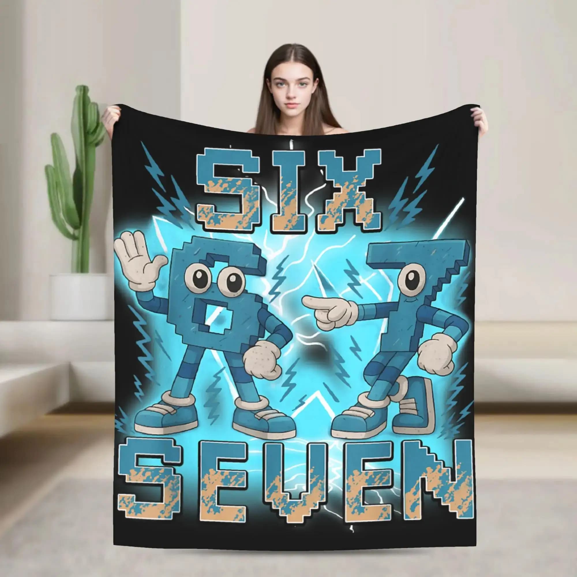 Coperta in flanella Meme Six Seven Italian Brainrot, calda e morbida per l'inverno, per bambini, copriletto da esterno, copridivano