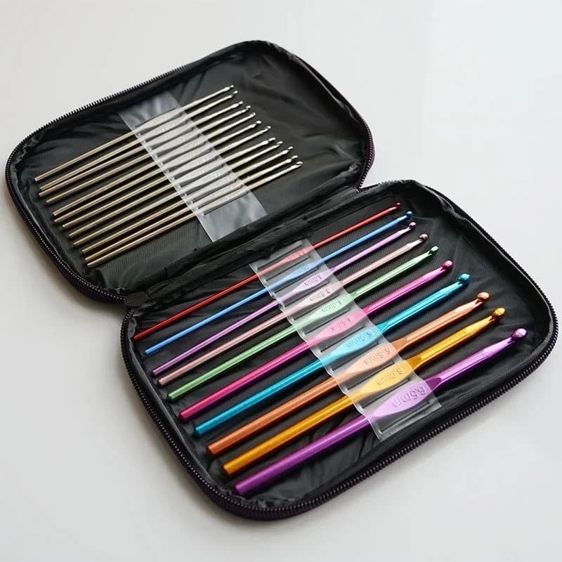 22 pezzi/set di ferri da cucito artigianali fai da te gancio ergonomico in alluminio ferri da maglia multicolori da 2-8 mm