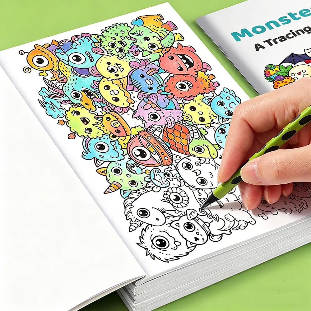 Trace & Color Doodles Coloring Book 28 Pages Relaxing Trace‑and‑Color Workbook For Adults Stress Relief Drawing Activity Book