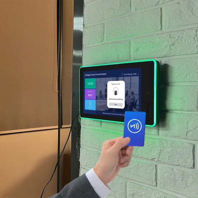 Supporto a parete OEM Touch da 10,1 pollici POE Alimentazione circostante Luce a LED Ethernet RFID NFC Android Tablet PC per sala riunioni di prenotazione
