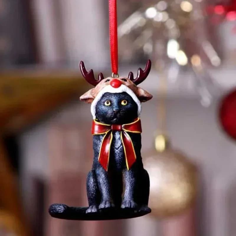 2026 Christmas Cat Sculpture Pendant Resin Craft Figurines Hanging Decorations For Desktop Xmas Tree Holiday Party