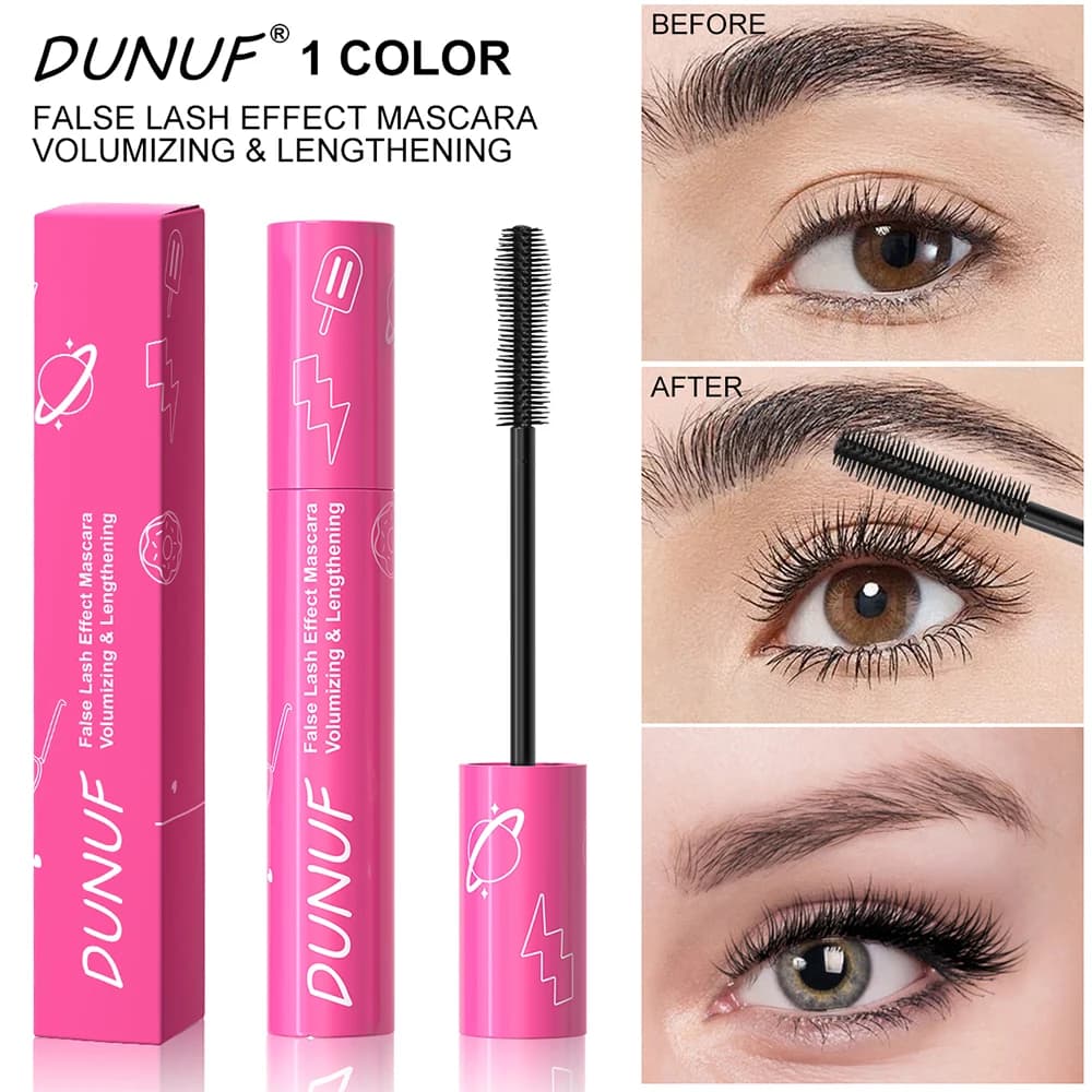 DUNUF 1 pcs and 2 pieces and 3 pieces Black Mascara Long-lasting raincoat, does not fade, sweat resistant, easy to color and without drooping