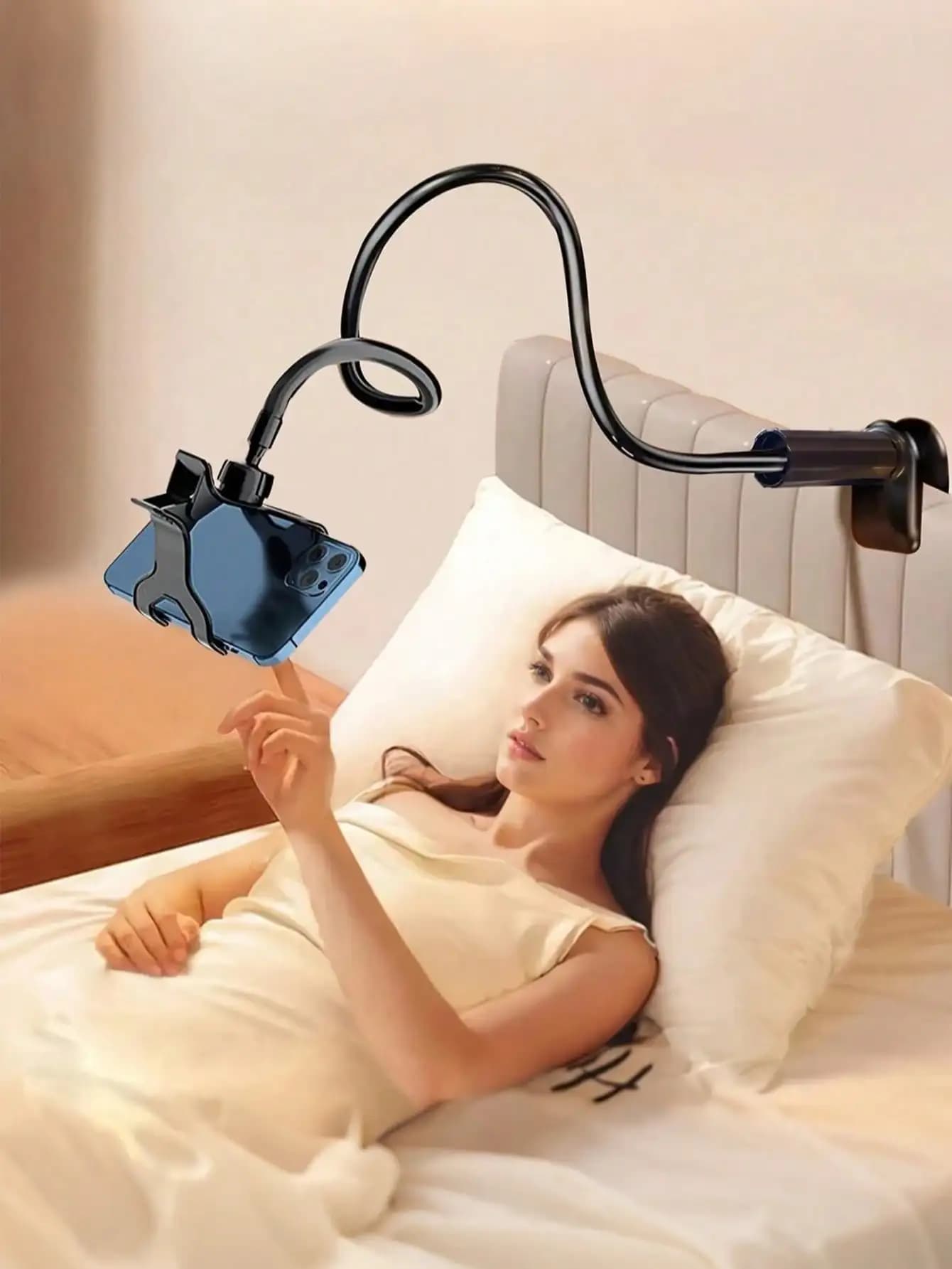 1 pezzo 360 ° Supporto per smartphone regolabile e girevole con collo flessibile, adatto a telefoni da 4-7 pollici, porta di ricarica riservata, adatto per soggiorno, camera da letto, cucina, bagno e altri scenari, la scelta migliore per un regalo.