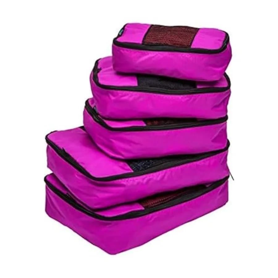 Cubi Organizzatori da Viaggio Travel Wise - Set da 5 Pezzi con Design Fantasia, Organizzatori per Bagagli Leggeri in Nylon Ripstop con Tasche a Rete