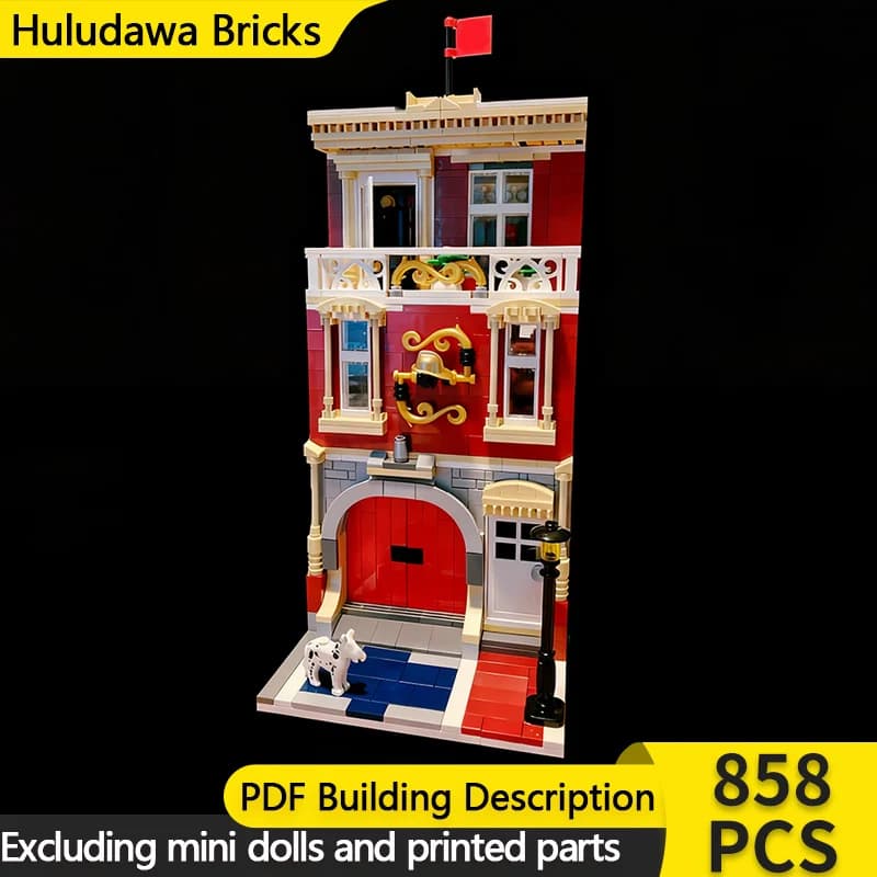 City Street View Model MOC Building Bricks Fire Station Center Modular Technology Children Holiday Gifts Assemble Toys Suit