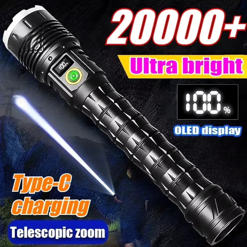 Torcia a LED ad alta potenza da 10000 mAh Torcia a lungo raggio da 5000 M Torcia da campeggio tattica esterna ultra potente ricaricabile