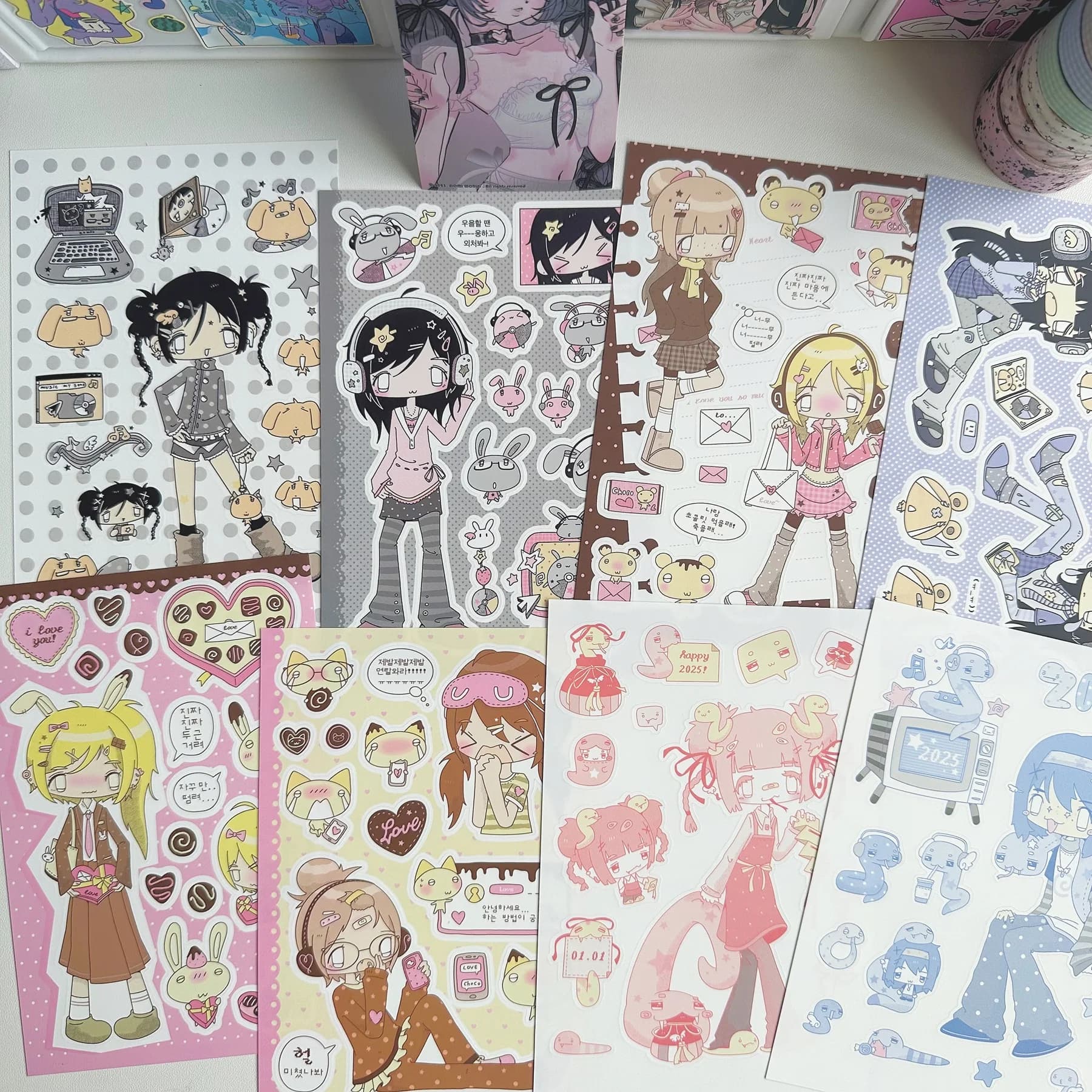 1/8 pezzi Corea carino estate retrò ragazza adesivi personaggio conto a mano pianificatore diario notebook scrapbook adesivi decorativi fai da te