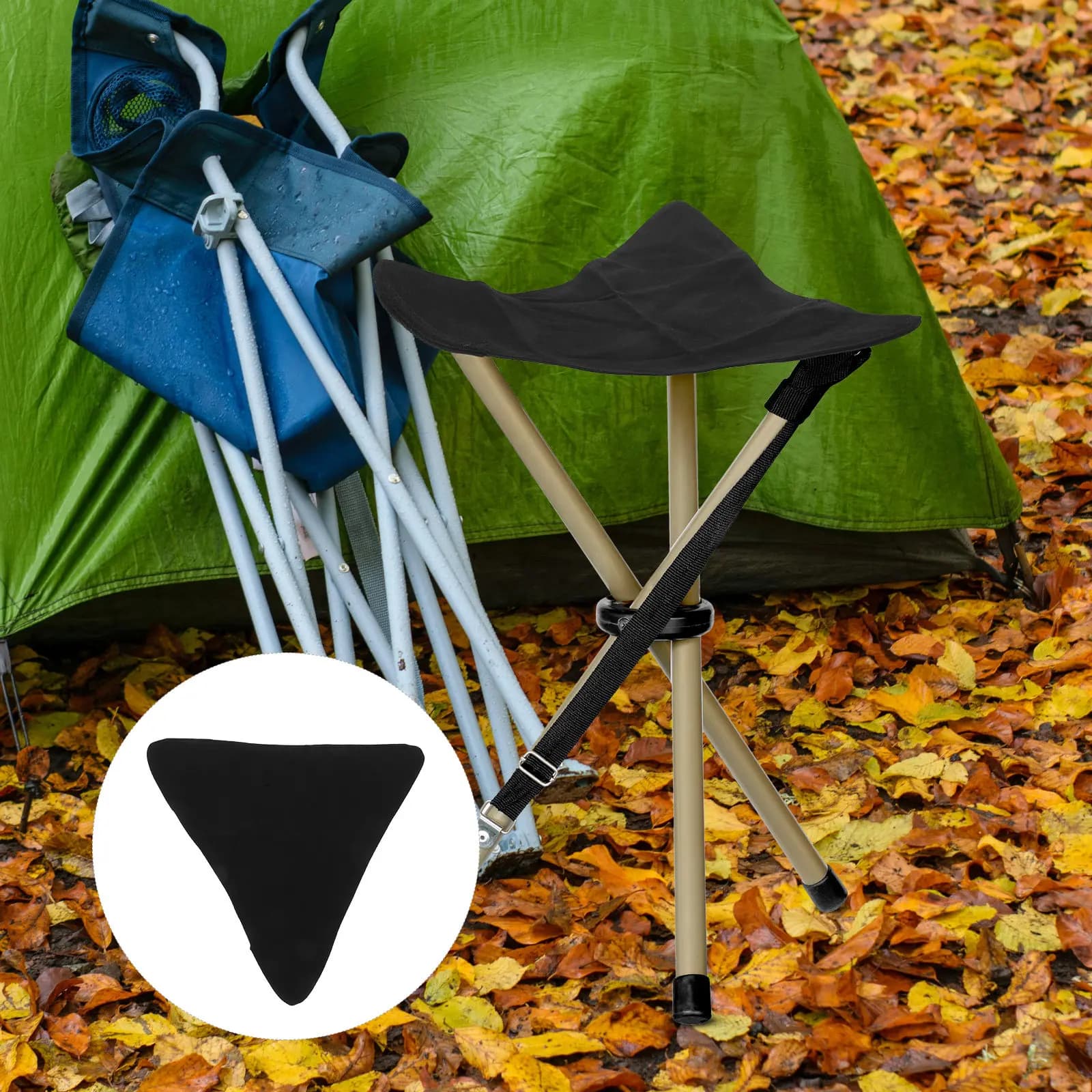 Compact Lightweight Folding Triangular Tripod Stool Cloth Canvas Outdoor Seat for Camping Fishing Hiking Portable Comfortable