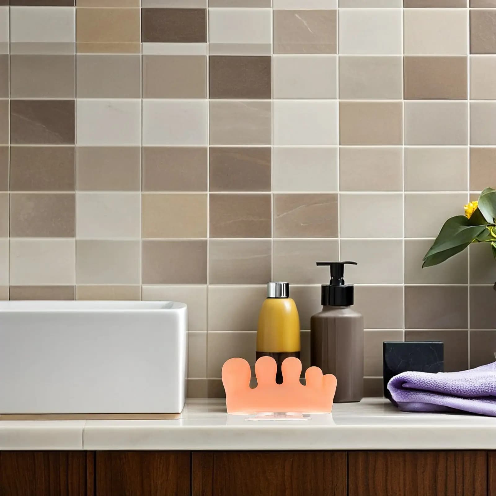 Porta Spazzolini a Forma di Piede con Ventosa, Organizzatore da Parete per Bagno, Porta Spazzolini Piccolo e Carino per Adulti