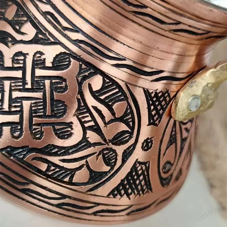 Turkish Pure Copper Hand‑Brew Coffee Pot, Silver Kettle with Wooden Handle for Open Flame & Electric Ceramic Stove
