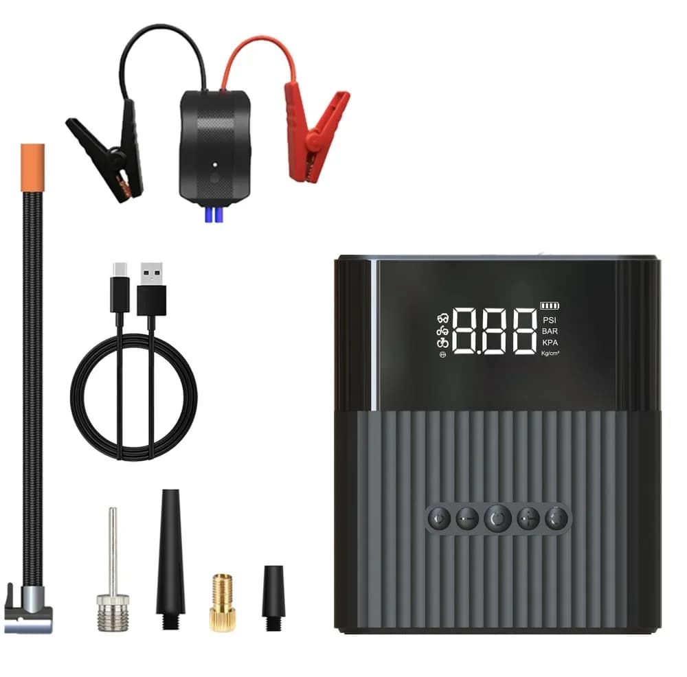Accumulatori e caricabatterie di riserva portatili Batteria per auto Avviatore di emergenza Gonfiatore di pneumatici Avviatore di emergenza per auto multifunzionale Compressore d'aria portatile Power Bank