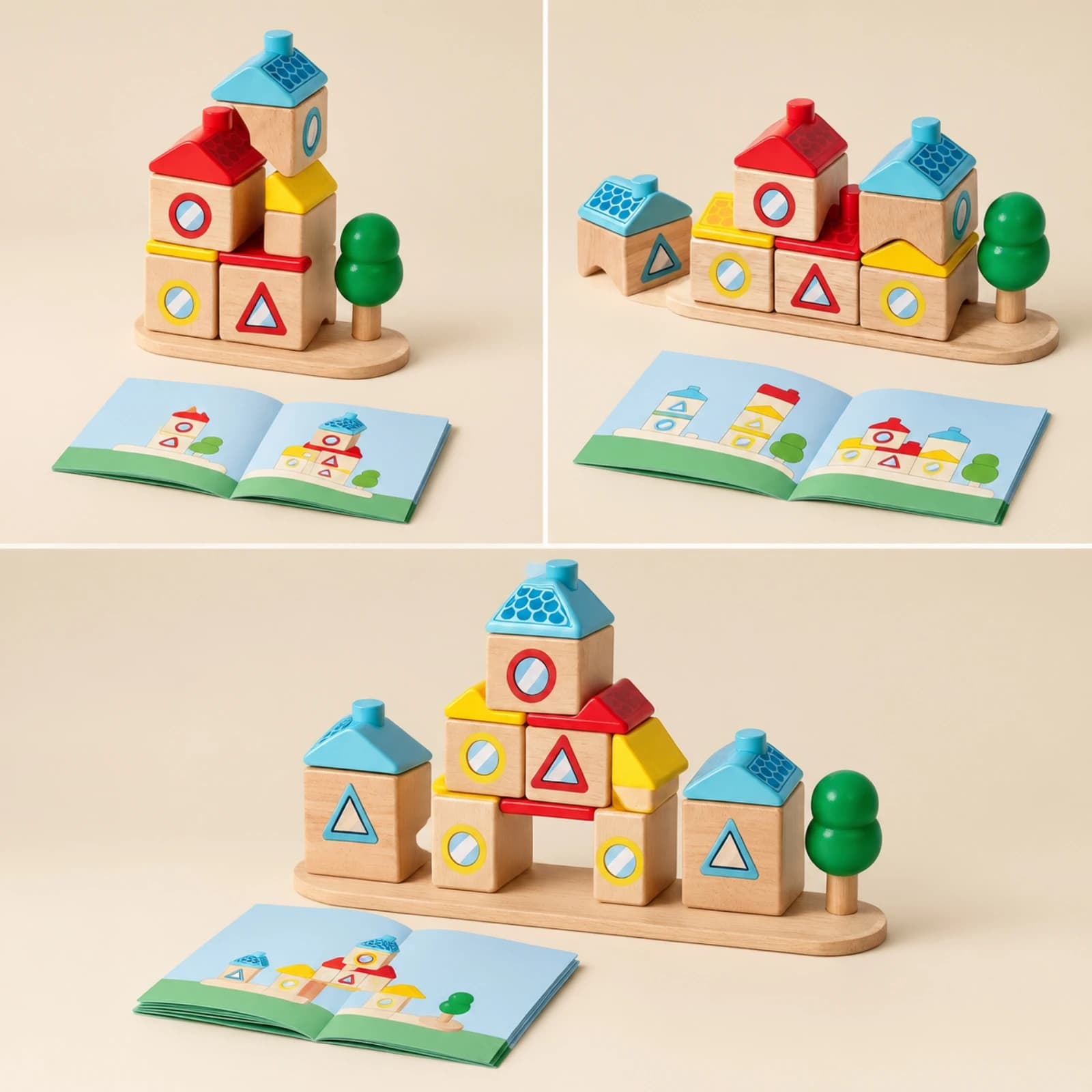Reasoning Toy Non-Electric Wooden Building Block Set Preschool Learning Blocks Bright Colored for Children Ages 4-6, Classrooms