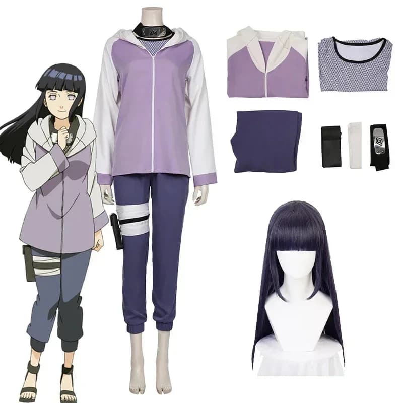 Hyuga Hinata cosplay anime cosplay parrucca lunga carina viola scuro Hyuga Hinata cosplay
