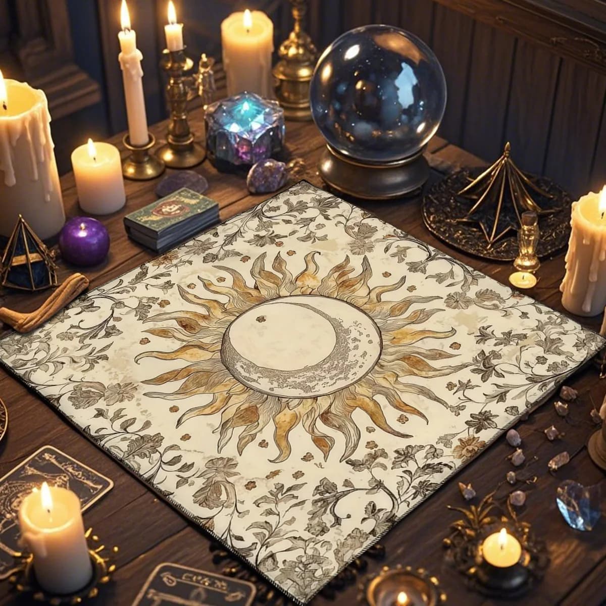 Tovaglia per tarocchi sole e luna Tovaglie in poliestere per altare astrologico sono utilizzate per la lettura dei tarocchi Decorazione della carta Oracle