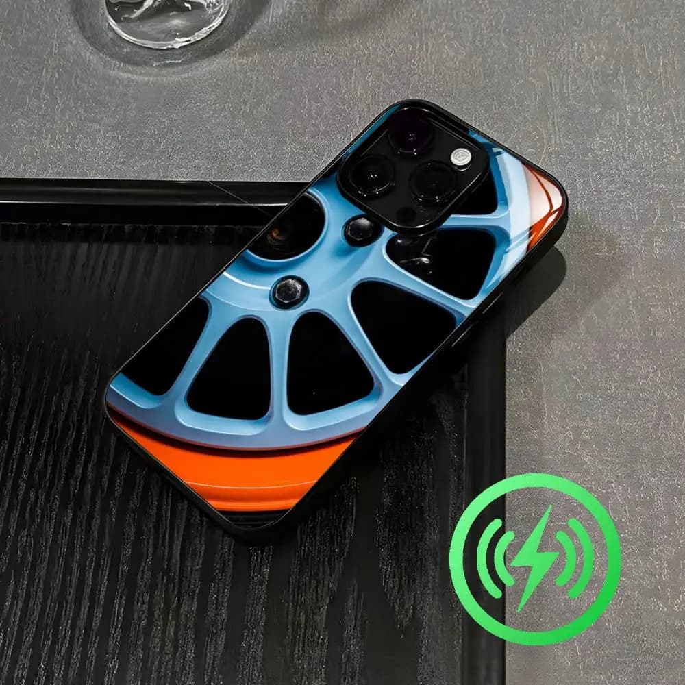 Car G-Gulf-Racing Phone Case For iPhone17 16 15 14 13 12 11 X XR XS 8 Plus Mini Pro Max Glass Case