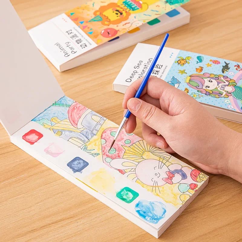 Libro di pittura ad acquerello portatile da 20 pagine Libri da colorare per bambini Disegno di carta a guazzo Graffiti Giocattoli educativi di cancelleria