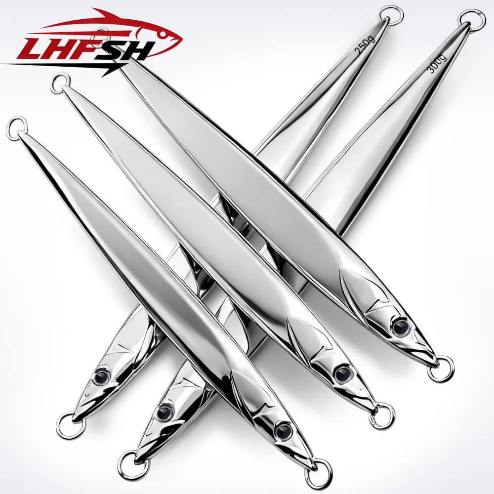 LHFSH 180g-300g Esche Metalliche da Jigging, Jig da Pesca con Ami in Acciaio ad Alto Tenore di Carbonio, Cucchiaini Lucidi per Acqua Salata, Esche per la Pesca di Spigole e Trote