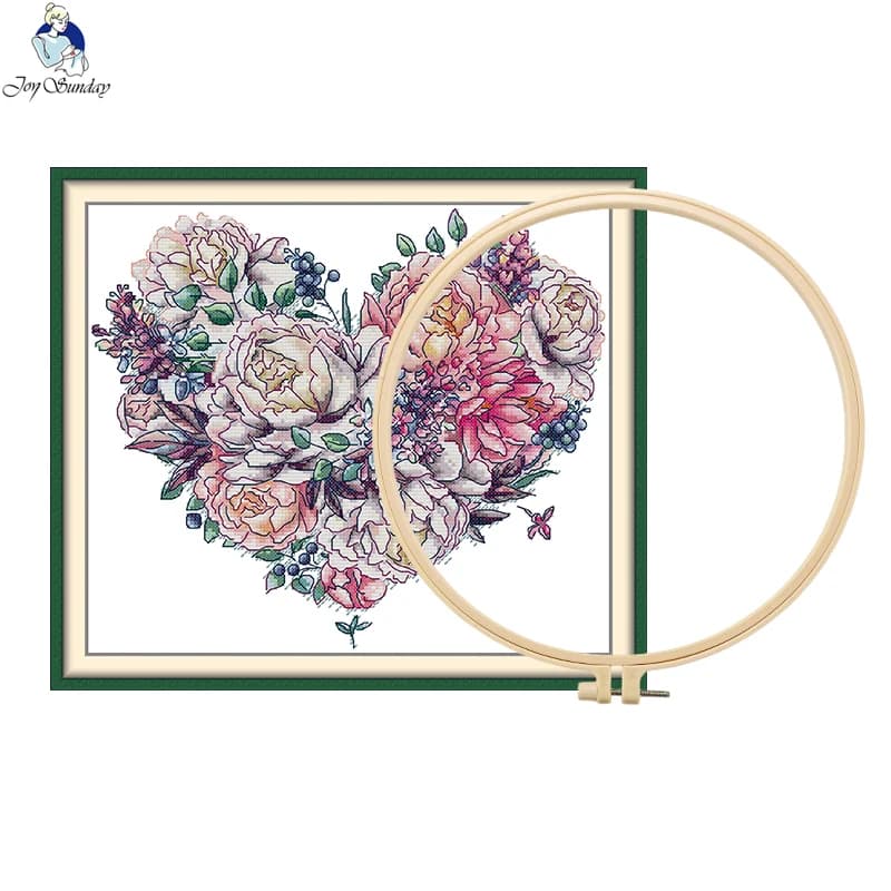 Kit per Punto Croce Joy Sunday, Fai da Te, 'Il Cuore della Fiorella', Arte e Artigianato, Decorazione per Casa, Regalo + Omaggi Gratuiti