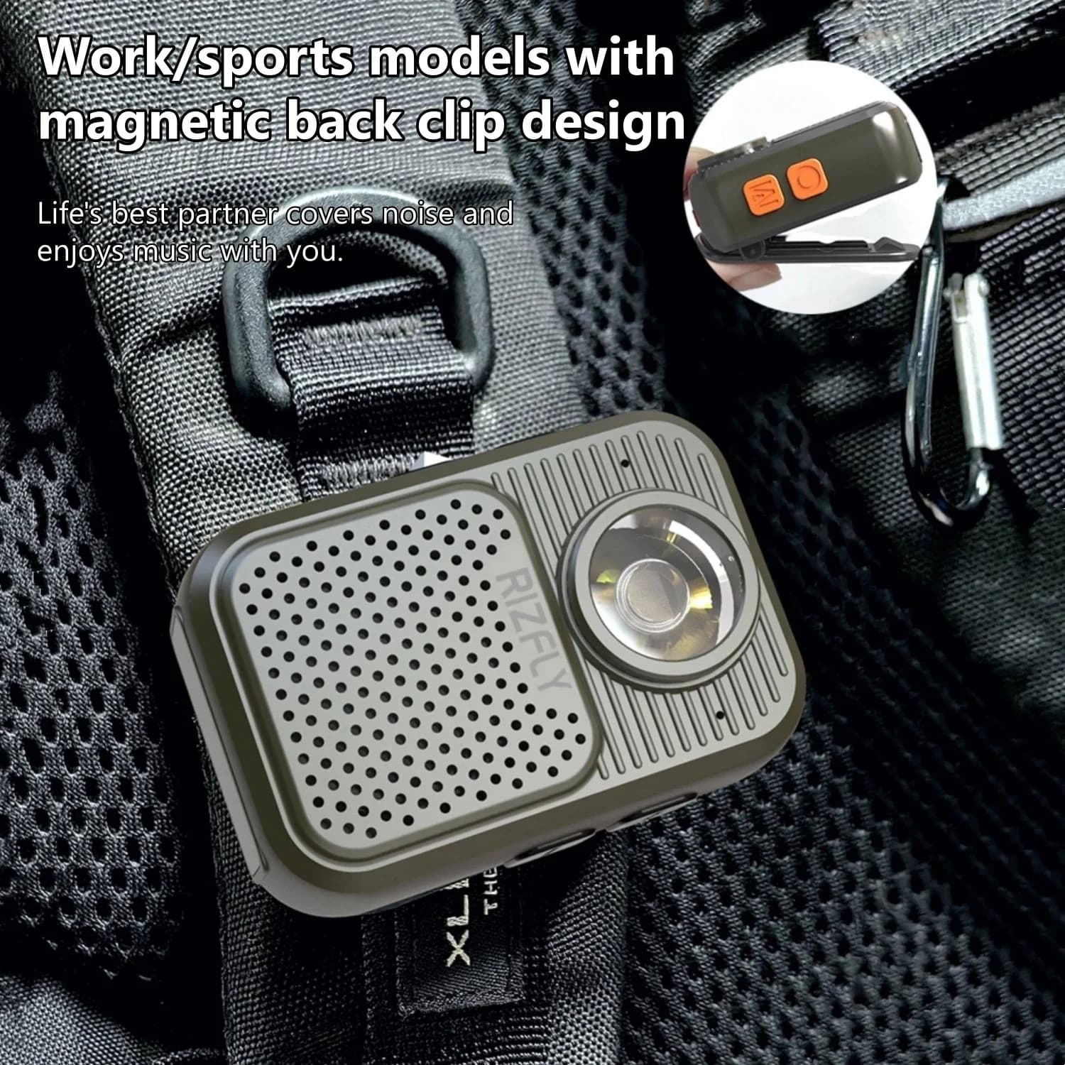 Mini altoparlante Bluetooth portatile con luce LED, chiamate a mani libere, clip magnetica, impermeabile IPX6, supporto per scheda TF per sport all'aperto