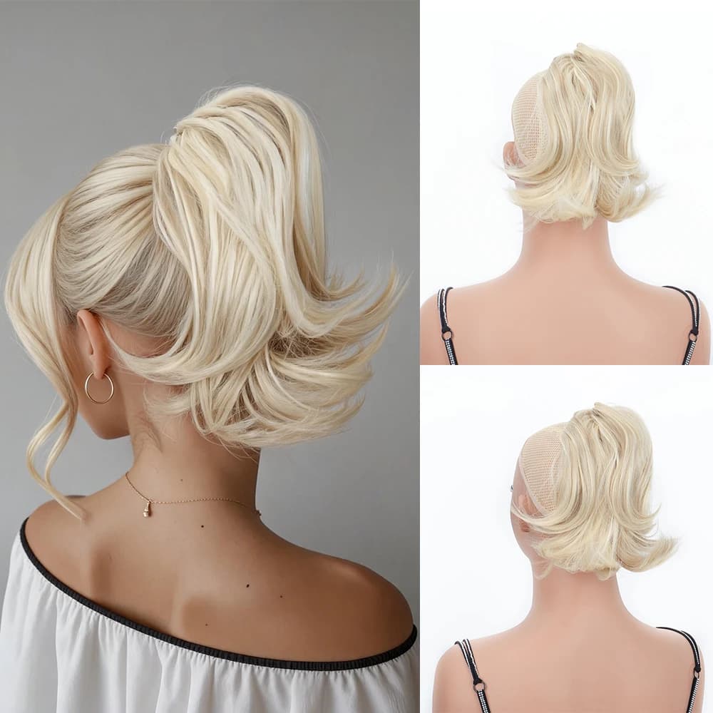 Synthetic Short Curly Hair Ponytail Extension Elastic Rubber Band Elegant Lightweight Hairpiece for Women Girls Daily Hairstyle