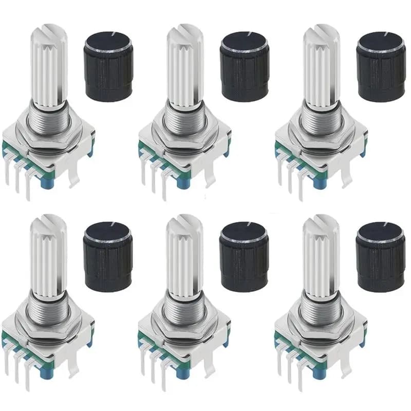 aA08I aSet of 6 Encoder Rotatives EC11 360 ° Manopola 5 Pin slide with Pulsant interface for Arduino Projects, Raspberry Pi, ESP32