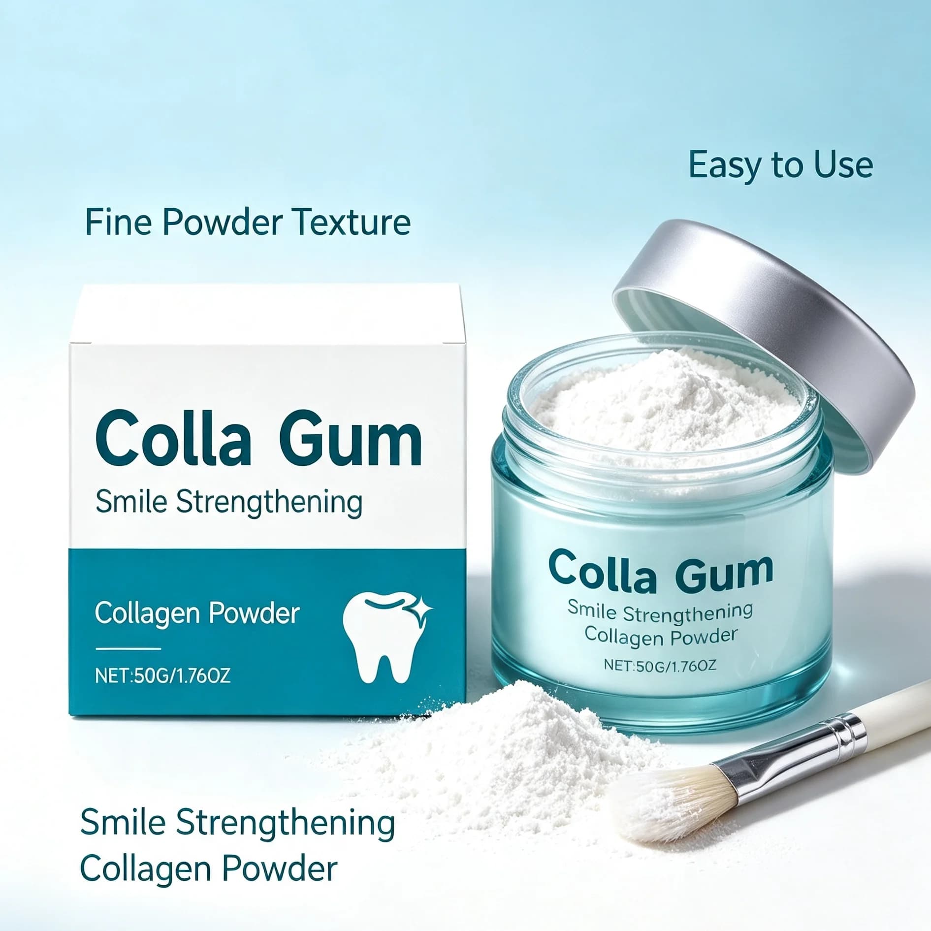 Collagen Brighten Teeth Powder Deep Stain Removal Gum Nourish Fresh Mint Breath Teeth Whiten Oral Cleaning Powder For Daily Use