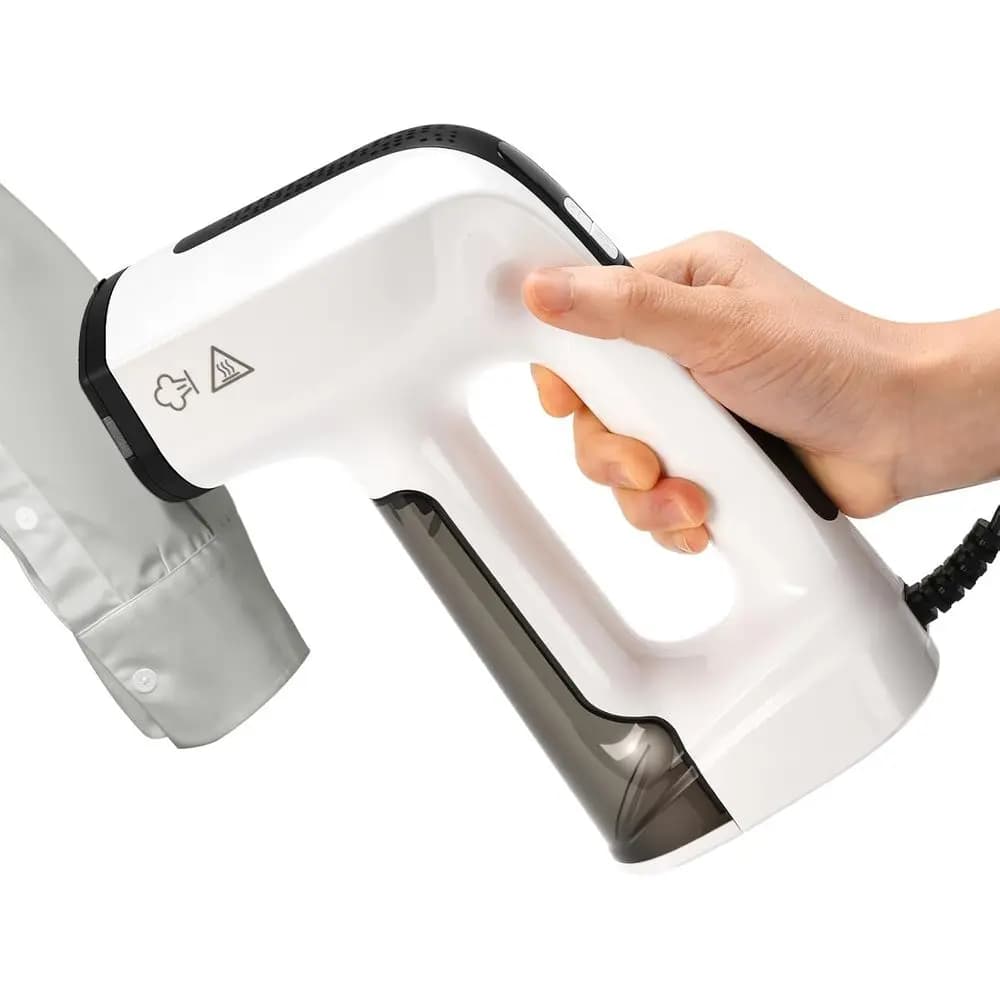 Vaporizzatore Portatile per Vestiti con Aspirazione da 3200Pa, Display LED Doppio, Serbatoio da 160ml, Stiratura e Vaporizzazione 2-in-1, Bianco