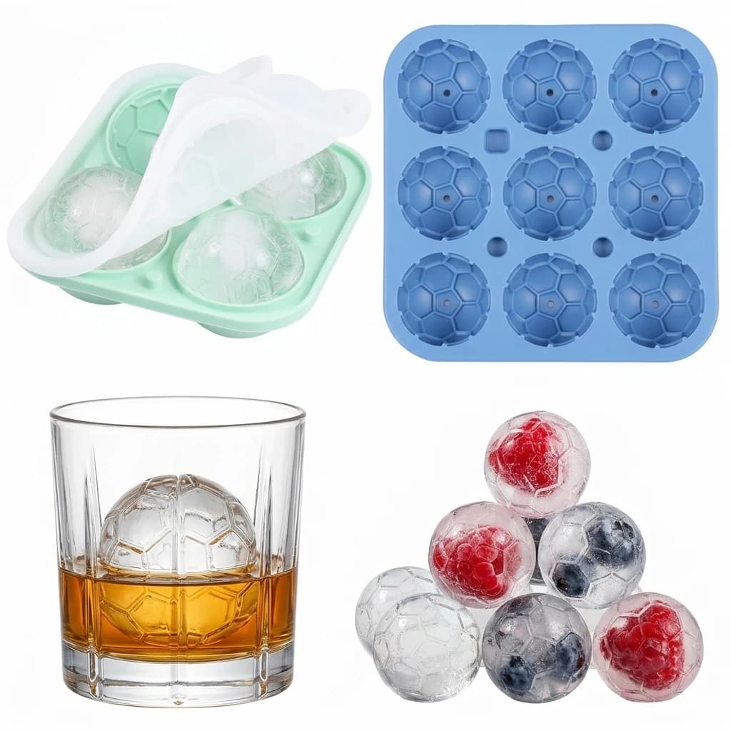 Stampi in Silicone a Forma di Pallone da Calcio per Cubetti di Ghiaccio, Vassoio per Palline di Ghiaccio, Stampo Fai-da-te per Cioccolato, Bar, Pub, Whisky, Cocktail, Modello per Blocchi di Ghiaccio