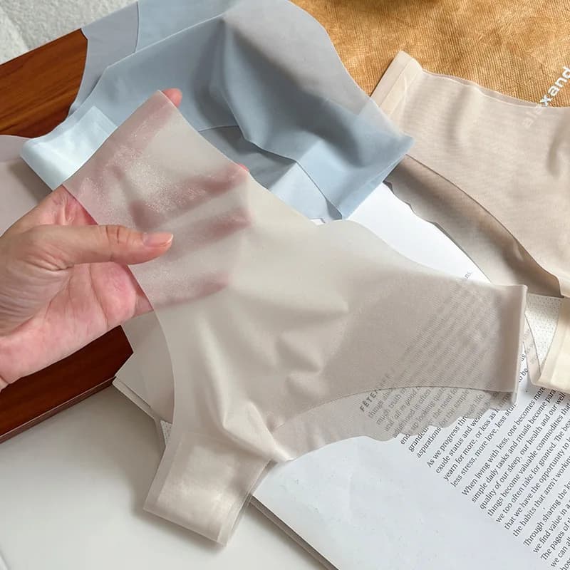 Mutandine estive da donna Slip sexy trasparenti ultrasottili in tinta unita Intimo femminile a vita bassa senza cuciture