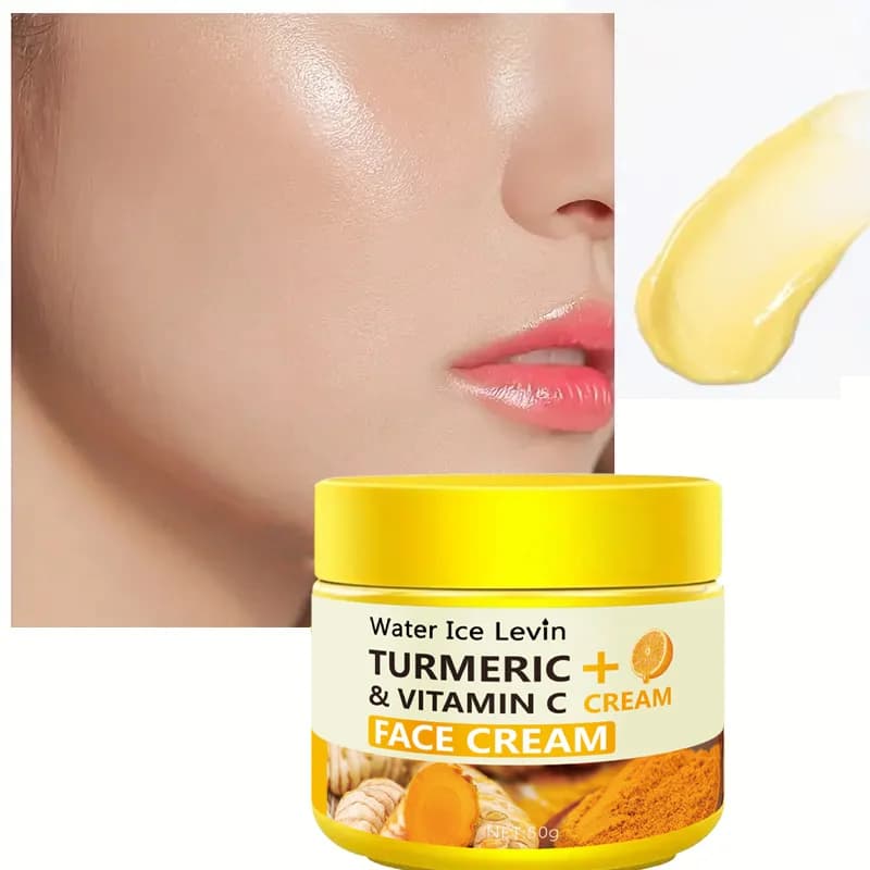 Face cream with turmeric and vitamin C: deep hydration, improves skin tone elasticity and seal, contains natural antioxidant, illuminates skin tone uniform