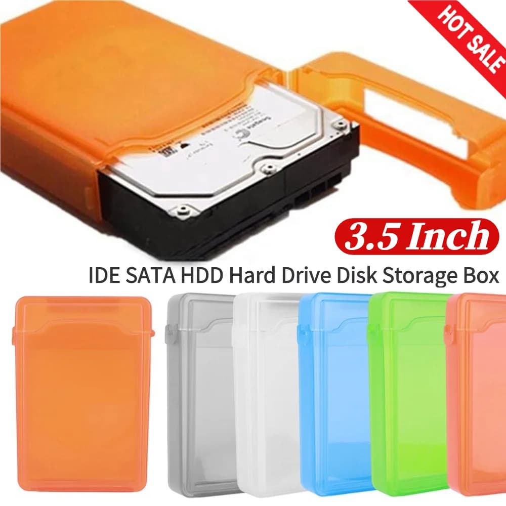 Scatola di immagazzinaggio del disco rigido IDE SATA HDD da 3,5 pollici Custodia Cover Scatola di immagazzinaggio del disco rigido esterno in plastica antipolvere Multi colore