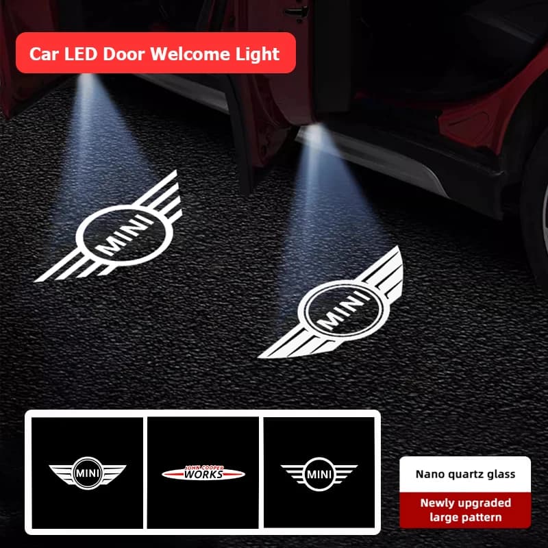 2 Pezzi Luci di Benvenuto a LED per Portiera Auto, Accessori Proiettore per MINI JCW Cabrio Cooper Countryman Aceman Clubman Coupé Roadster, Coprimozzo