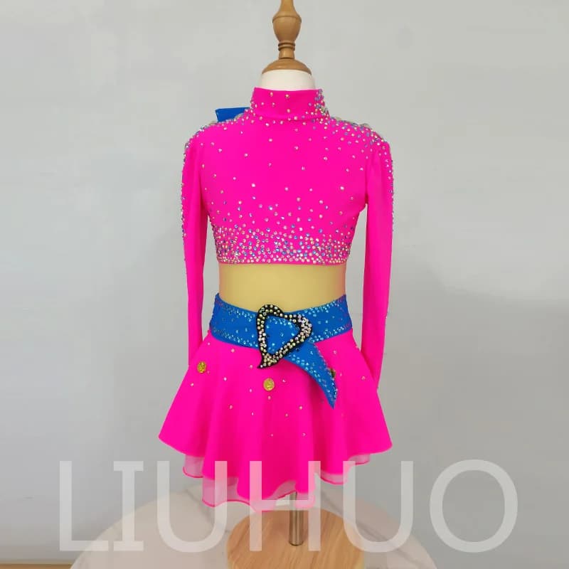 LIUHUO Abito per Pattinaggio Artistico su Ghiaccio per Ragazze Donne Adolescenti Elasticizzato in Spandex per Competizione Vendita all'Ingrosso BD8024