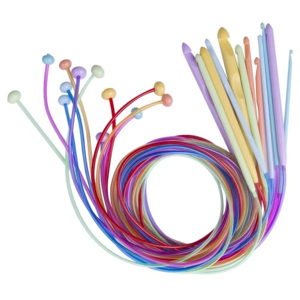 12Pcs/Set 26 Pieces Set Crochet Hook Set Aluminum Oxide Detachable Design Knitting Tool Kit Replaceable Cord Circular Shape