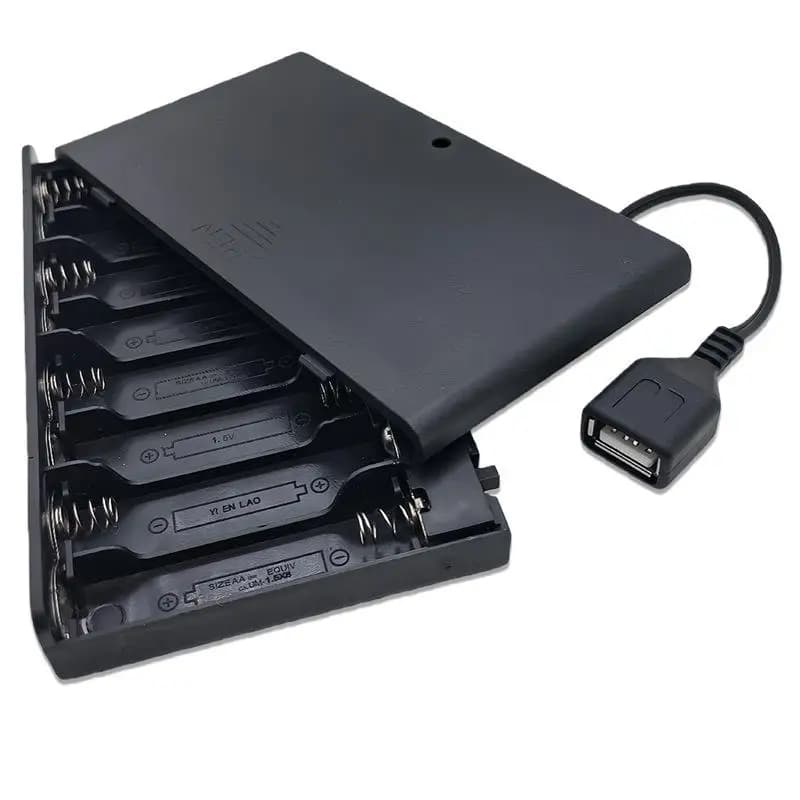 1Pc USB Mini Power Supply Battery Box With Cover And Switch 8 X AA USB Battery Box For 12V LED Strip Lights~