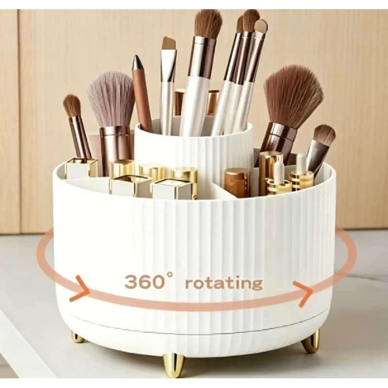 360 ° Cosmetic Organizer Girevole, Plastic Bearings with 5 Parts for Makeup Brushes and Beauty Products