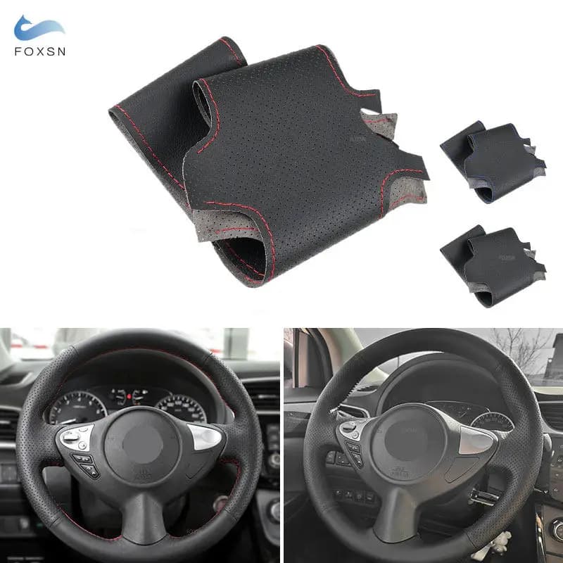 Black perforated leather cover for Nissan Maxima 2009-2014 Sentra SV 2017-2019 Juke 2011-2017 370Z 2011-2020