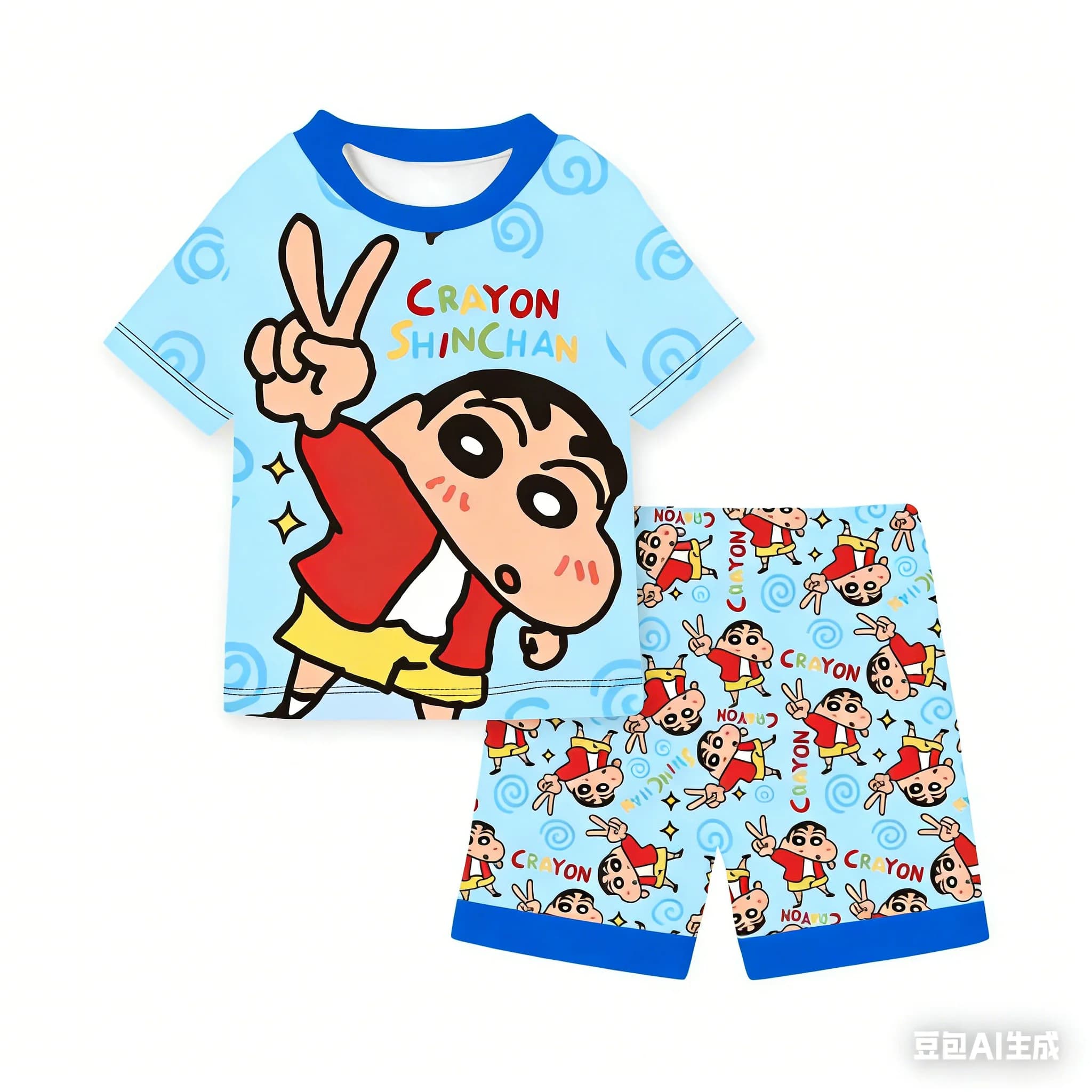 Ultima Collezione di Abbigliamento Casual per Adulti e Bambini, Stile Instagram, Pigiama Geometrico Crayon Shin-chan, Set Stampato in 3D. T-shirt, Pantaloncini